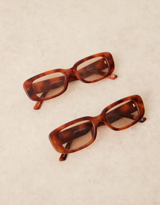 Jeepers Peepers rectangle sunglasses in brown orange tort, 2 of 3