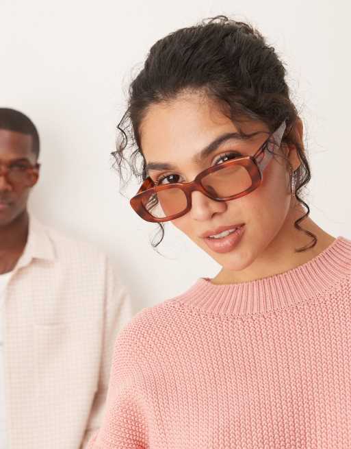 Jeepers Peepers rectangle sunglasses in brown orange tort, 3 of 3