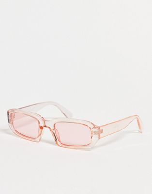 Jeepers Peepers rectangle sunglasses in pale pink with tonal lens