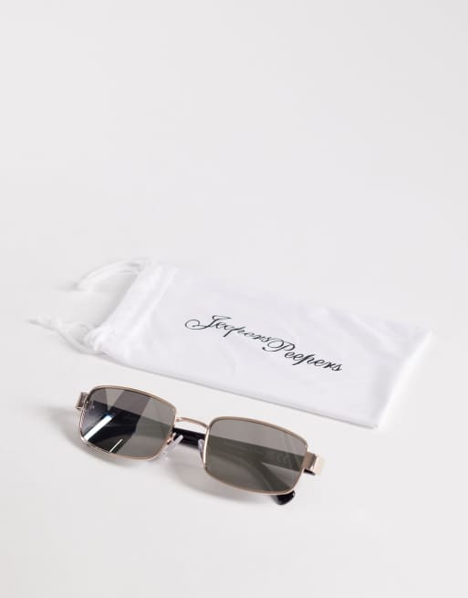 Jeepers Peepers rectangular metal sunglasses in gold with iridescent lens, 3 of 3