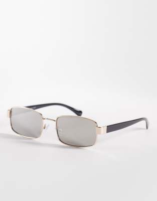 Jeepers Peepers Rectangular Metal Sunglasses In Gold