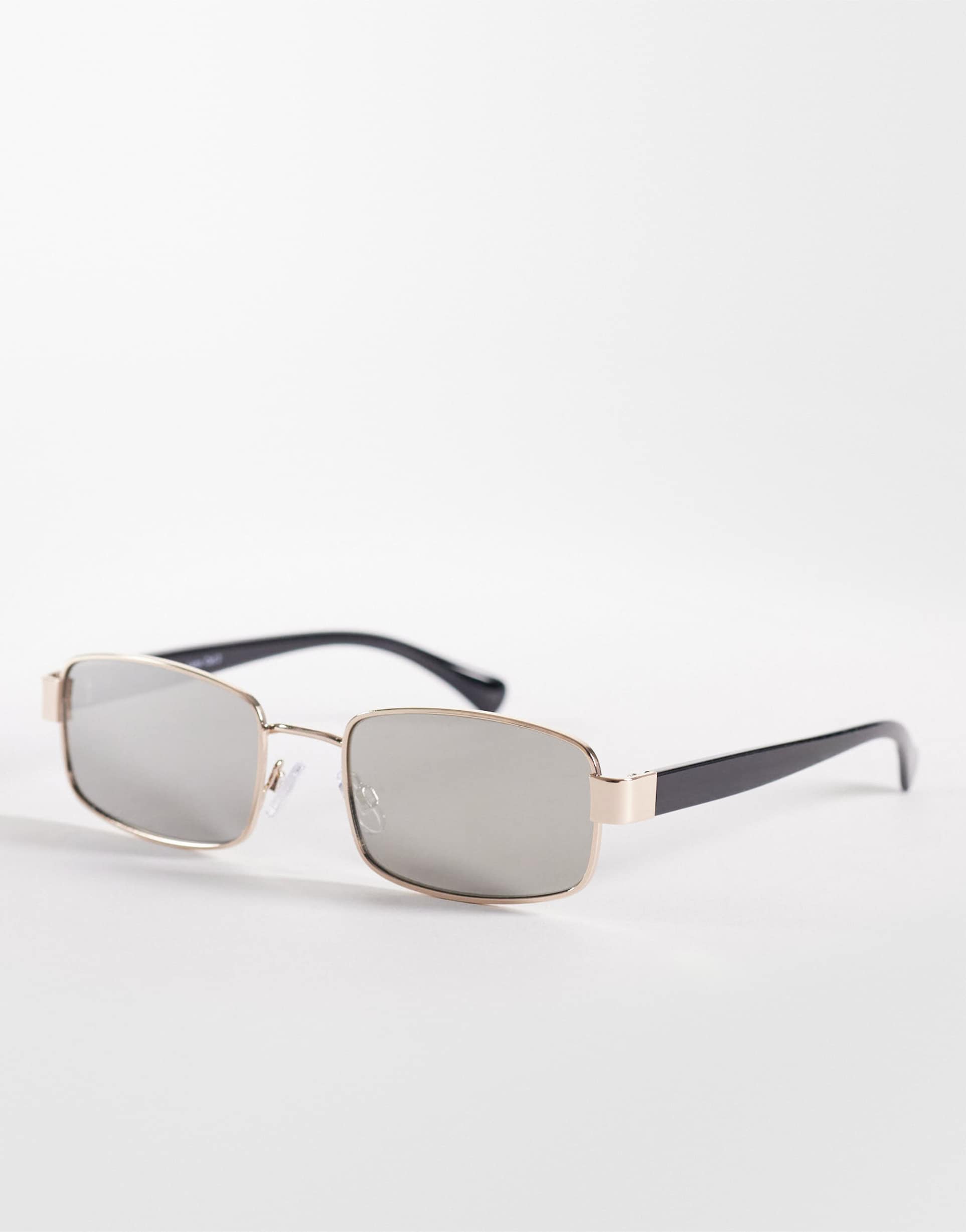 jeepers peepers rectangular metal sunglasses in gold with irridescent lens