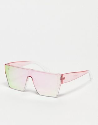 Jeepers Peepers reflective visor festival sunglasses in pink