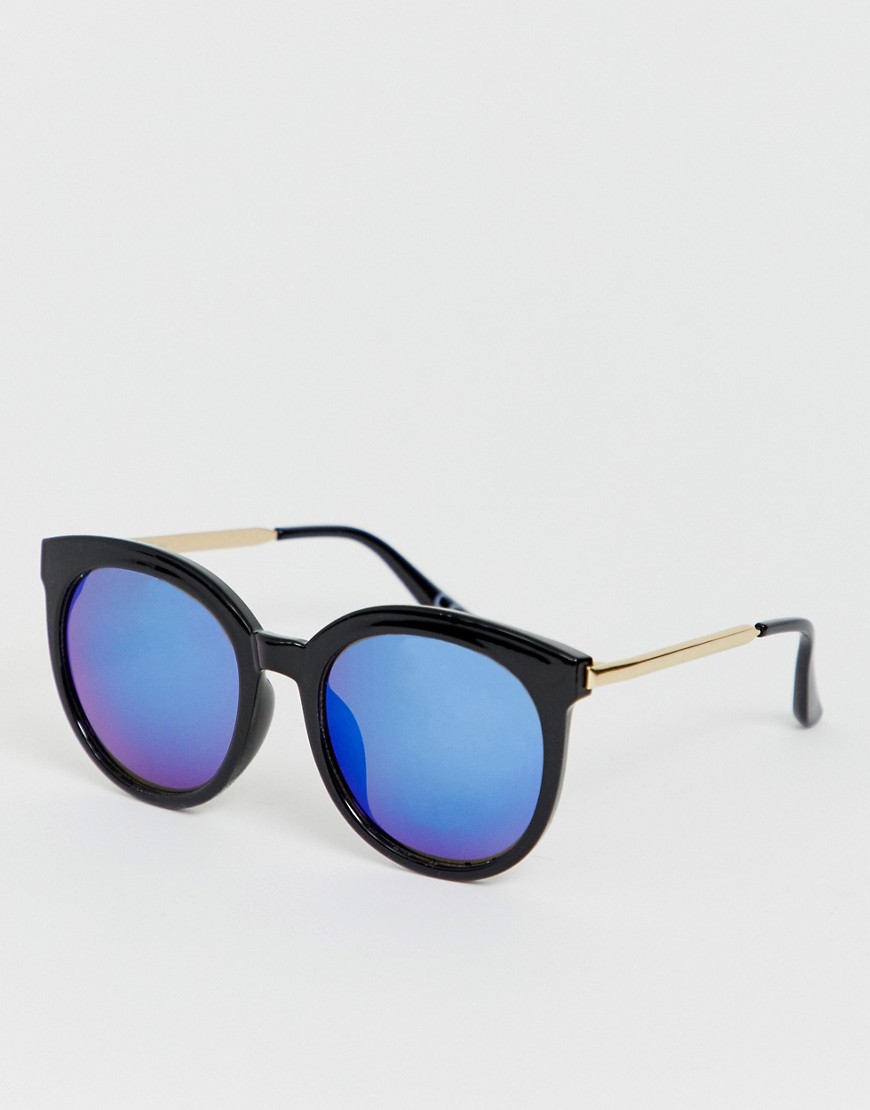 Jeepers Peepers - Retro zonnebril met blauwe glazen-Zwart