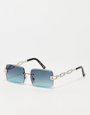 Jeepers Peepers rimless 90s sunglasses in blue