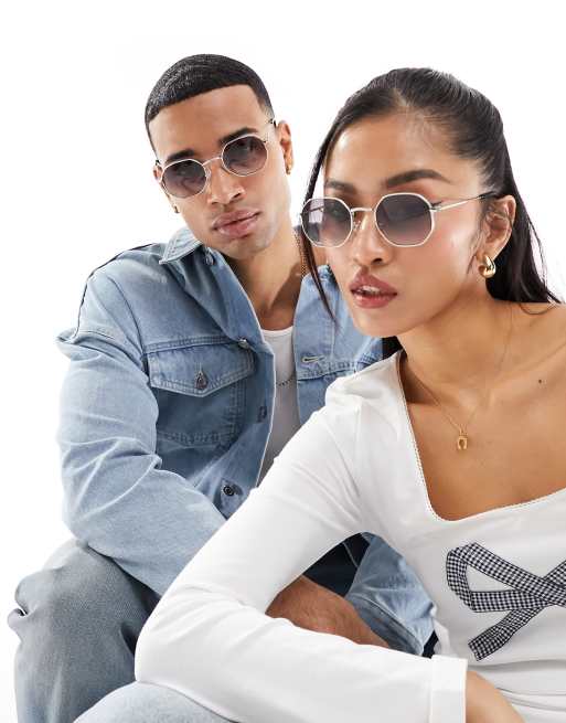 Jeepers Peepers - Ronde metalen zonnebril in zilver
