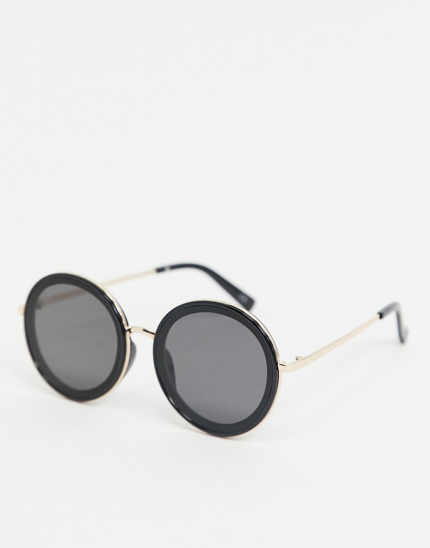 Jeepers Peepers - Ronde retro zonnebril in zwart met gouden montuur
