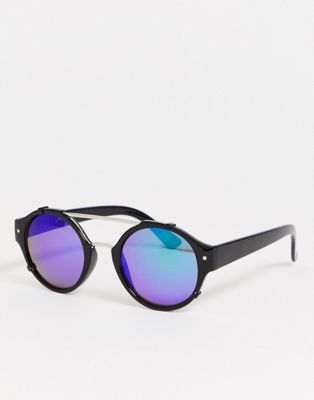 Jeepers Peepers - Ronde zonnebril met gespiegelde glazen in zwart