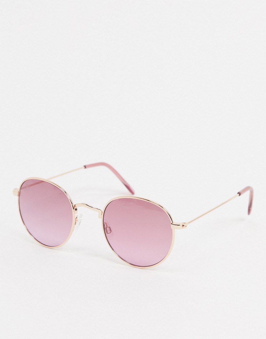 Jeepers Peepers - Ronde zonnebril met roze glazen
