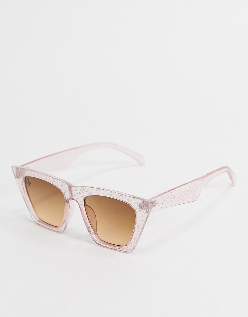 Jeepers Peepers – Rosa, glittrande cat eye-solglasögon