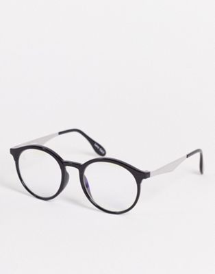 Jeepers Peepers round blue light glasses in black