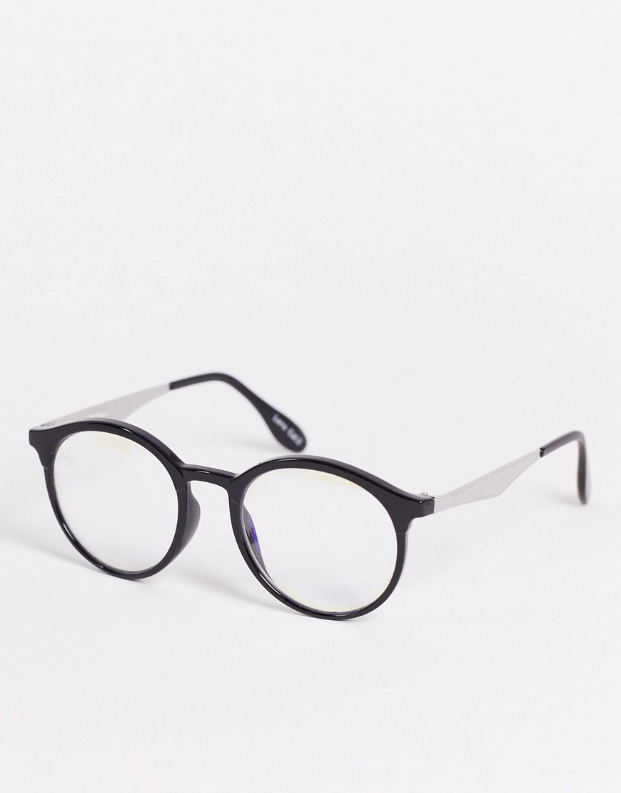 Jeepers Peepers Round Blue Light Glasses In Black