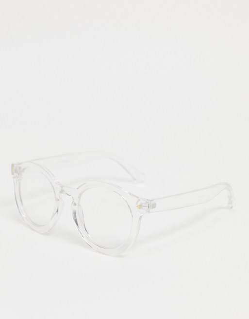 Jeepers Peepers round blue light glasses in clear