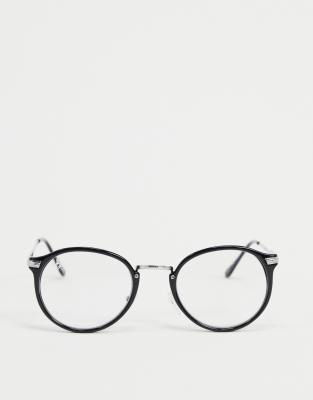 clear lens glasses black