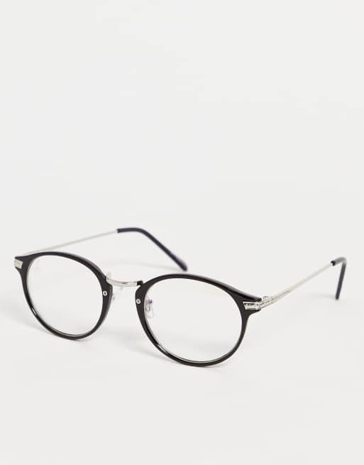 Jeepers Peepers round frame blue light glasses in black ASOS