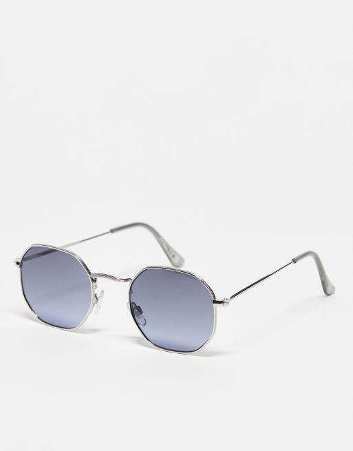 Jeepers Peepers round hex festival sunglasses in silver