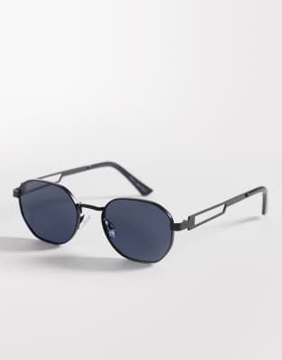 Jeepers Peepers Round Metal Sunglasses In Black