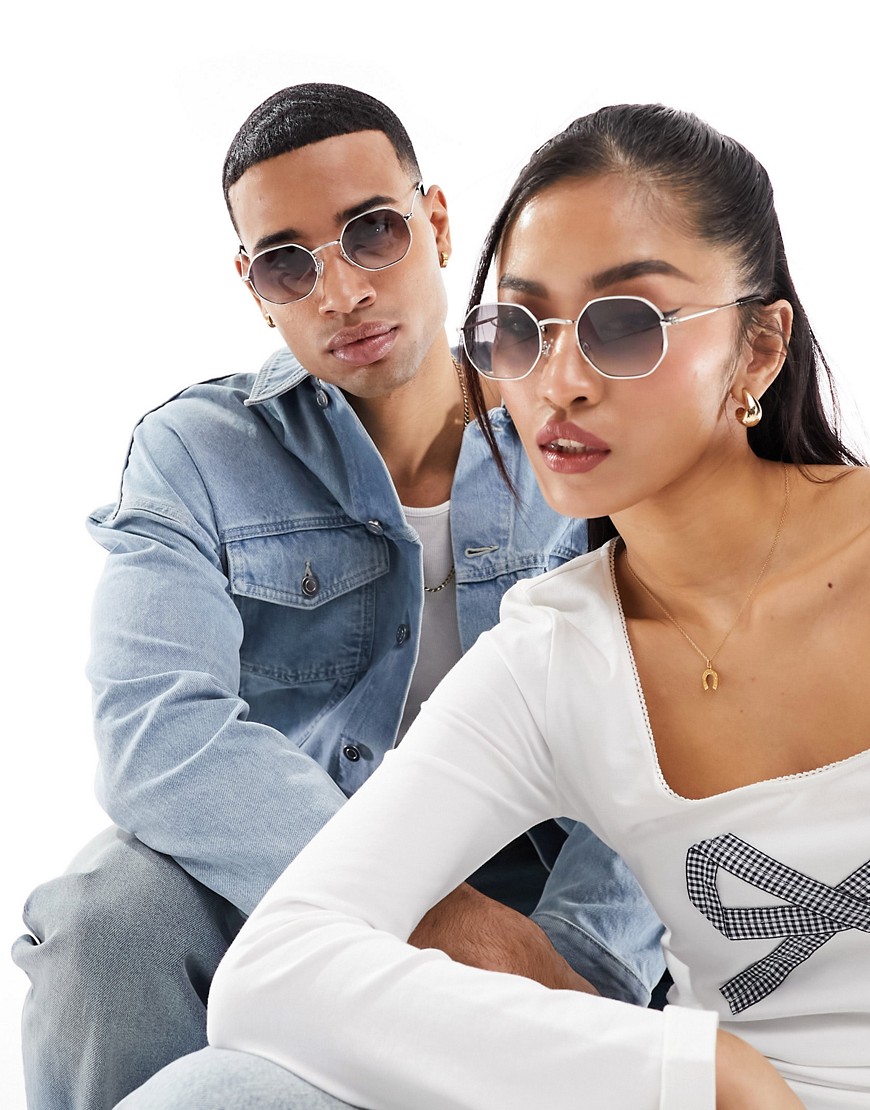 round metal sunglasses in silver