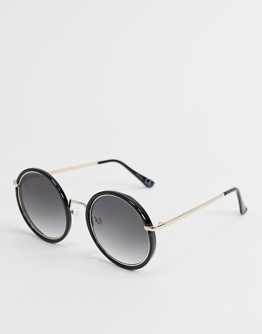 Jeepers Peepers round sunglasses in black and gold