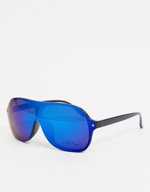 Jeepers Peepers round sunglasses in black/blue lens