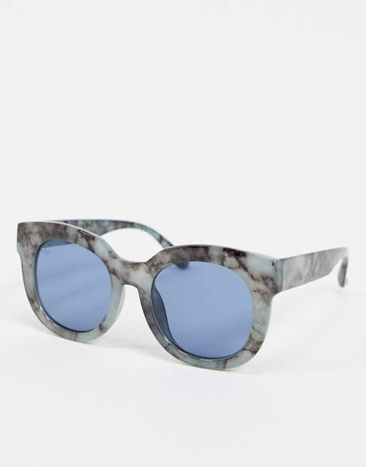 Jeepers Peepers round sunglasses in blue marble print