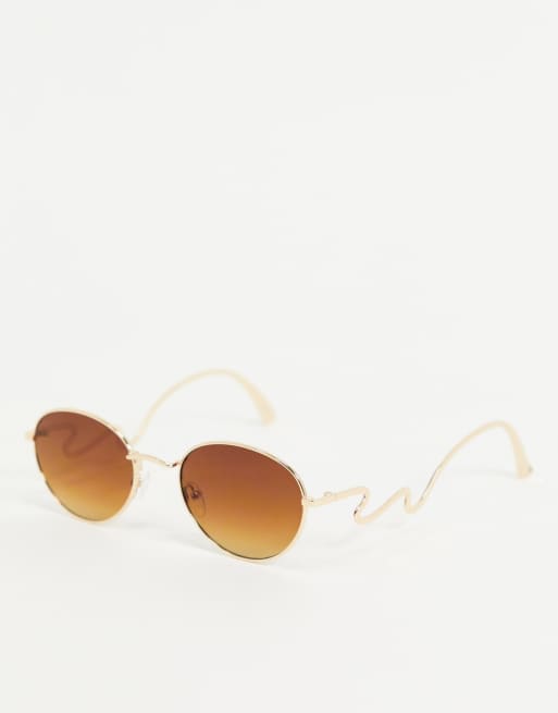 Jeepers Peepers round sunglasses in gold ASOS