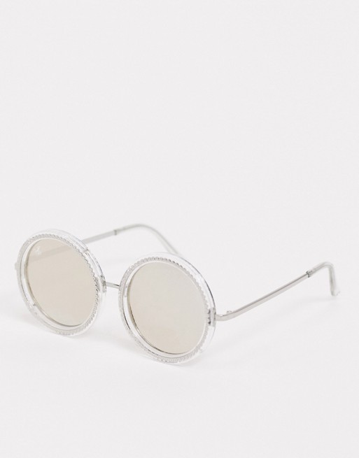 Jeepers Peepers round sunglasses in silver with frame embellishment