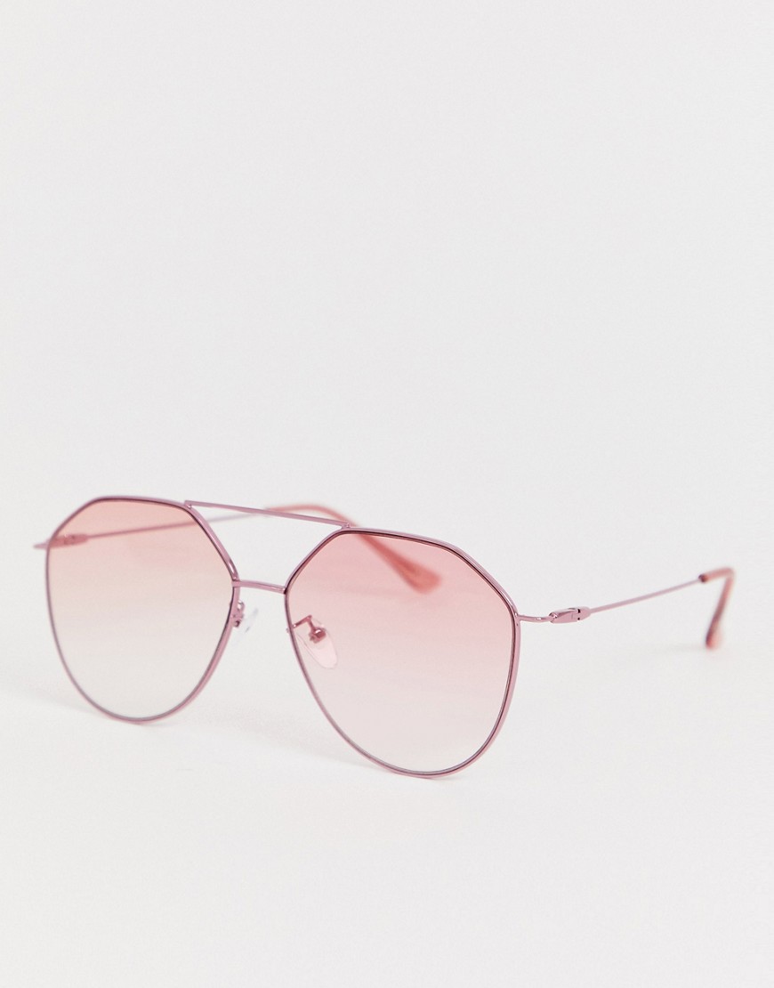 Jeepers Peepers round sunglasses with pink lense-Gold