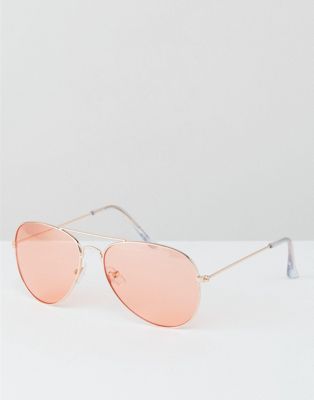 Jeepers Peepers - Rozegouden pilotenzonnebril met roze glazen