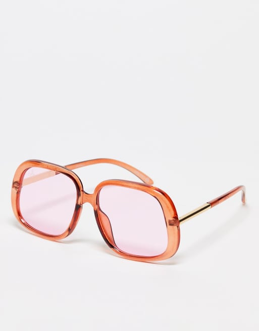Jeepers Peepers – Różowe kwadratowe okulary przeciwsłoneczne oversize