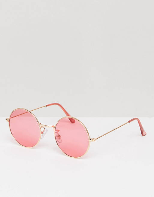 Jeepers Peepers – Runde Oversize-Brille mit zartrosafarbenen Gläsern