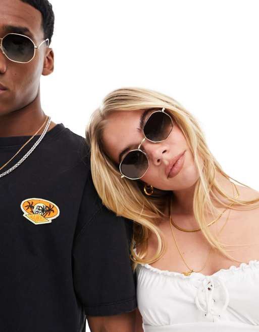Jeepers Peepers – Runde Sonnenbrille aus Metall in Grün