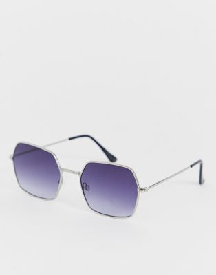 Jeepers Peepers – Silverfärgade, fyrkantiga solglasögon med tonade glas