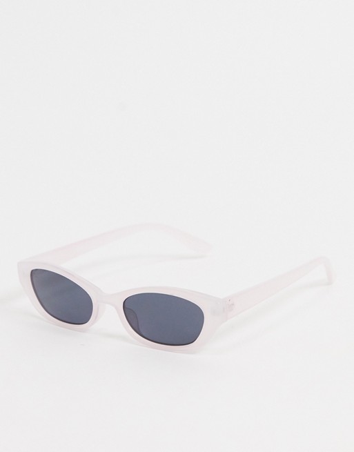 Jeepers Peepers slim angled sunglasses in pink acetate