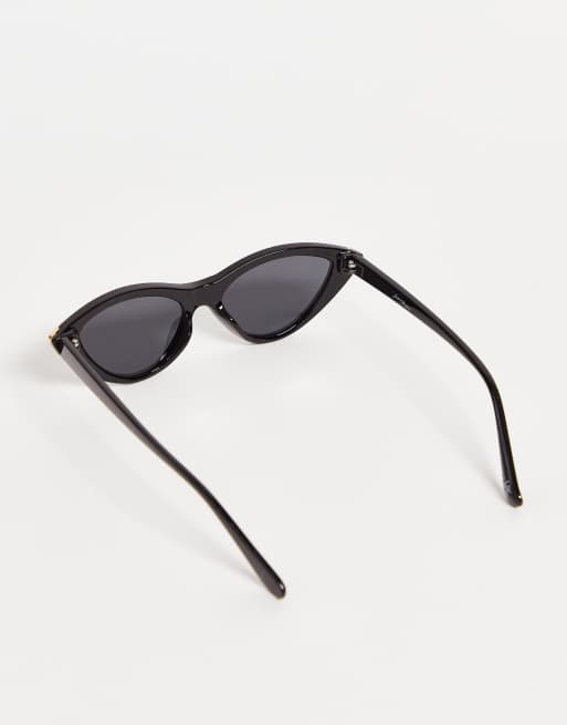 Jeepers Peepers slim cat eye sunglasses in black, 2 of 4