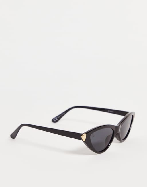 Jeepers Peepers slim cat eye sunglasses in black, 4 of 4