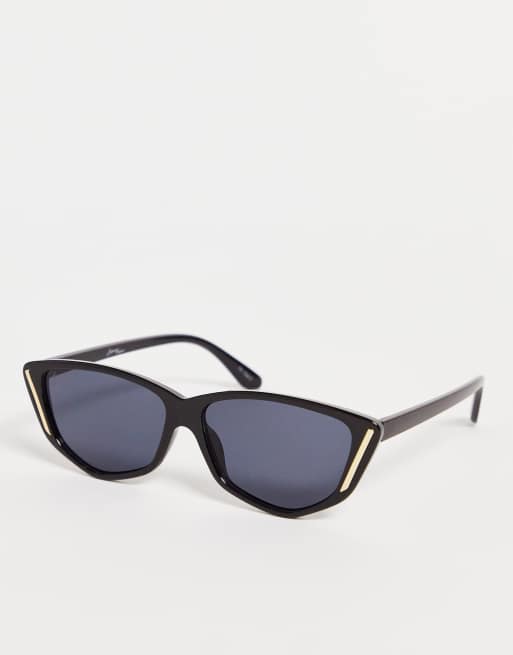 Jeepers Peepers slim cat eye sunglasses in black
