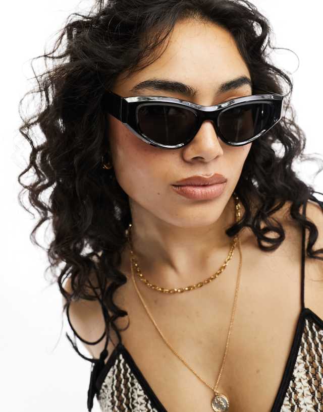 Jeepers Peepers - slim cat eye sunglasses in black