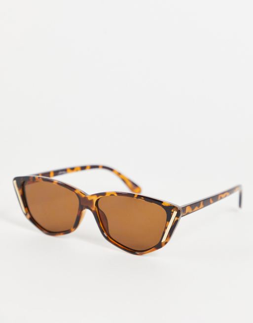 Jeepers Peepers slim cat eye sunglasses in tort