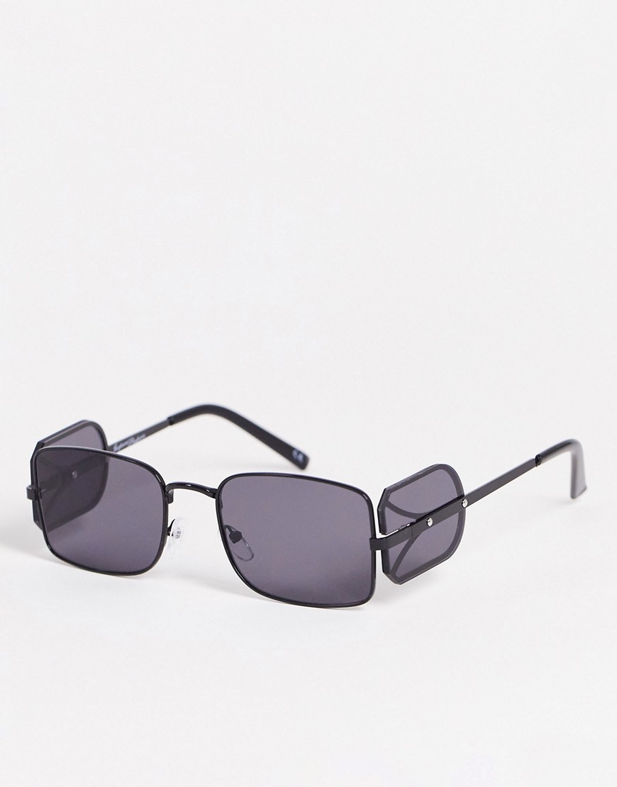 Jeepers Peepers Slim Square Sunglasses With Side Lens In Black