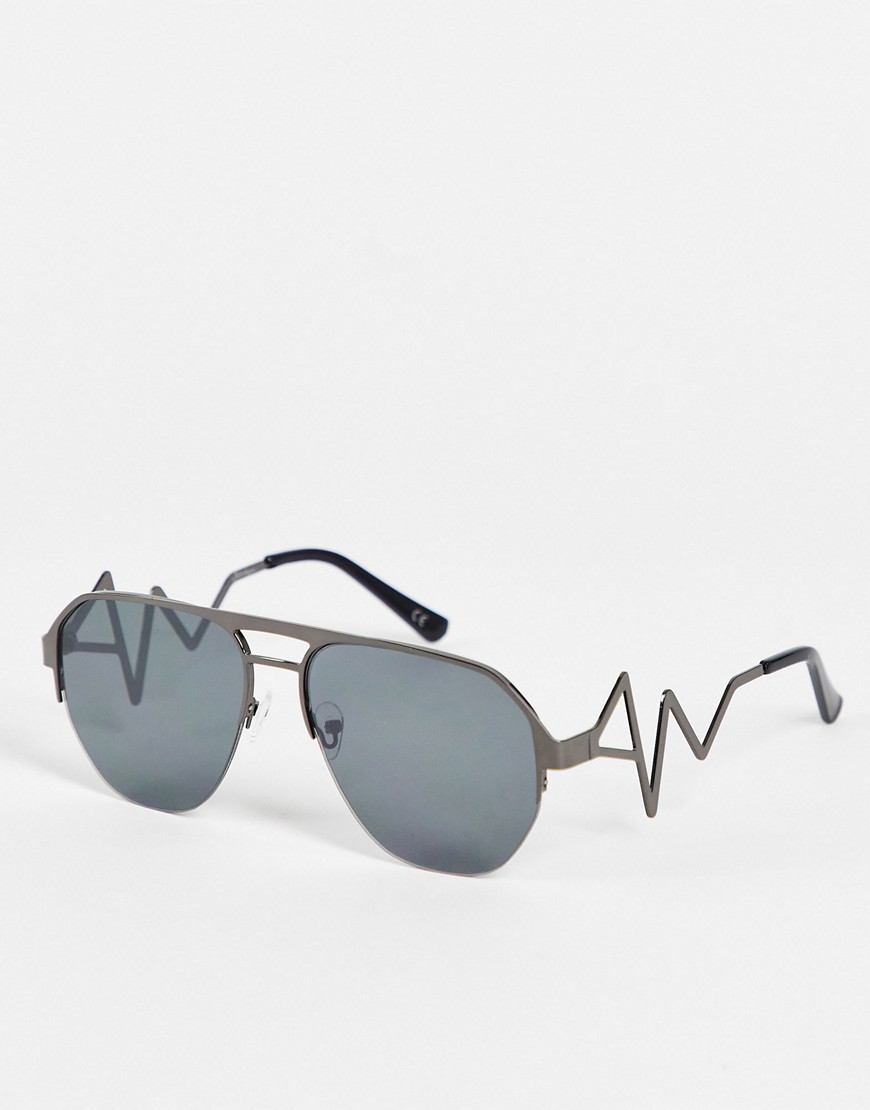 Jeepers Peepers – Sonnenbrille mit Rahmendesign und Gläsern in Schwarz-Silber