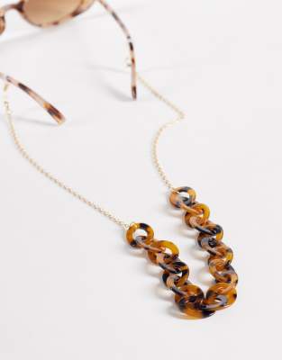 Jeepers Peepers - Sonnenbrillenkette aus Kunstharz in Schildpattoptik mit großen Gliedern-Brown