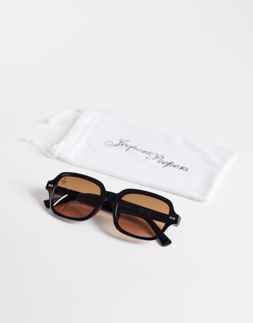 Jeepers Peepers - Sorte firkantede solbriller med lysebrune glas, 3 af 3