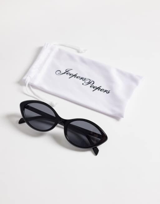 Jeepers Peepers - Sorte smalle cat eye-solbriller, 3 af 3