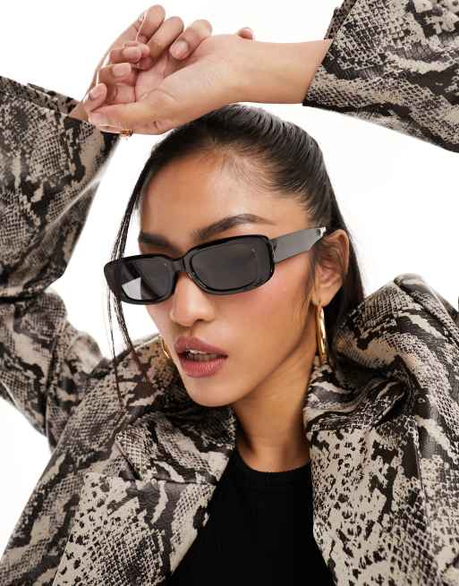 Jeepers Peepers - Sorte smalle firkantede solbriller, 2 af 4