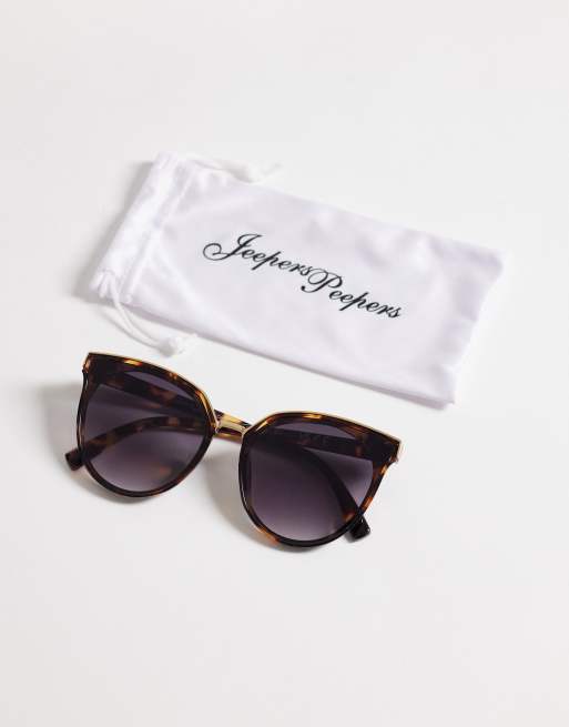 Jeepers Peepers - Sorte store og runde solbriller med skildpaddemønster, 2 af 3