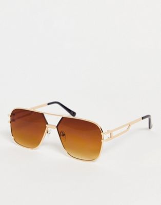 Jeepers Peepers square aviator sunglasses in gold