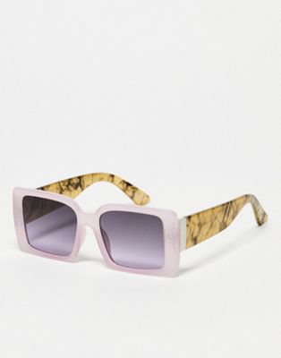 Jeepers Peepers square festival sunglasses with contrast sides in lilac - ASOS Price Checker