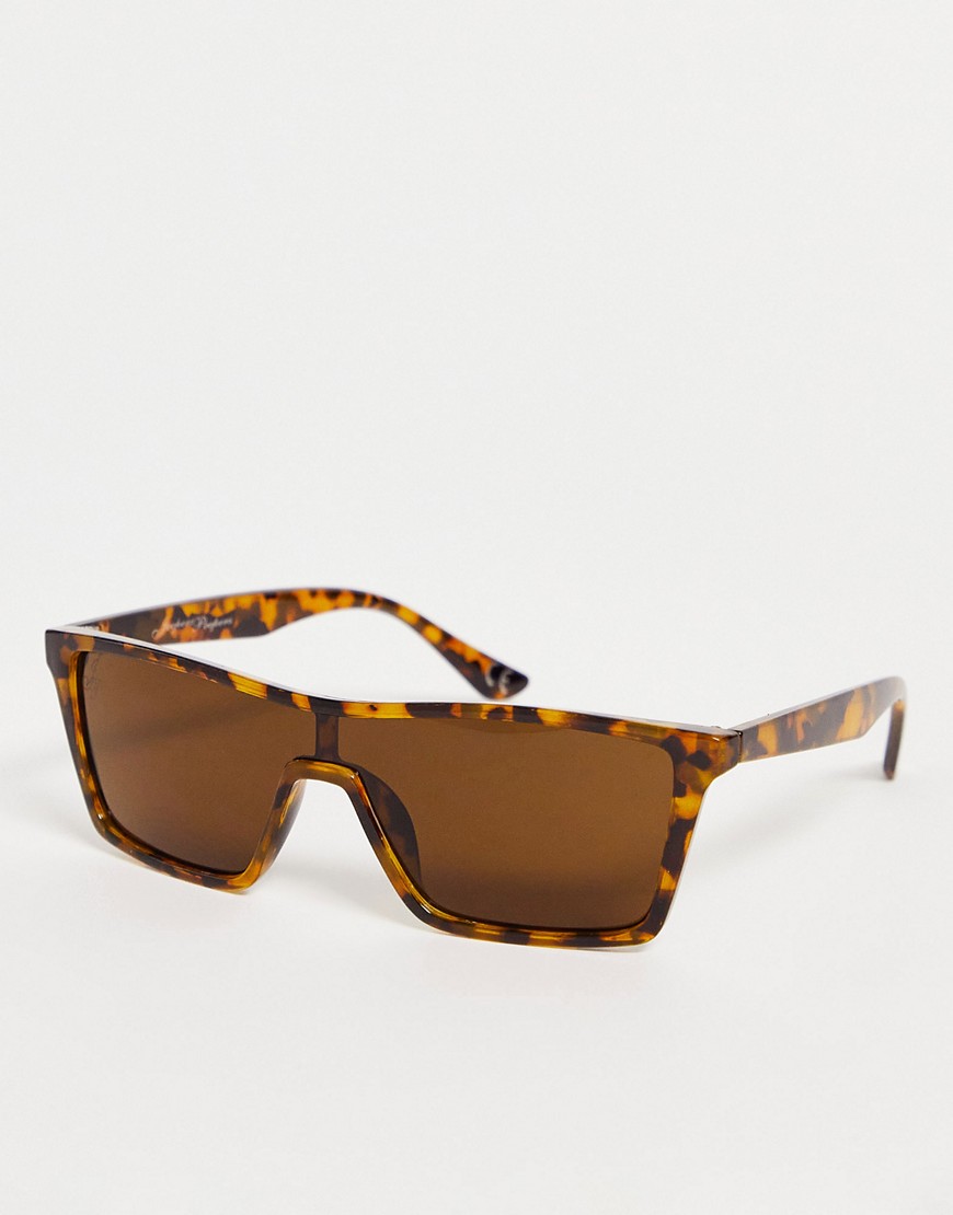 Jeepers Peepers square frame sunglasses in tort-Brown