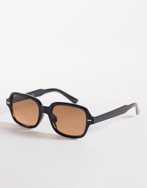 Jeepers Peepers square sunglasses in black with light brown lens - view 1